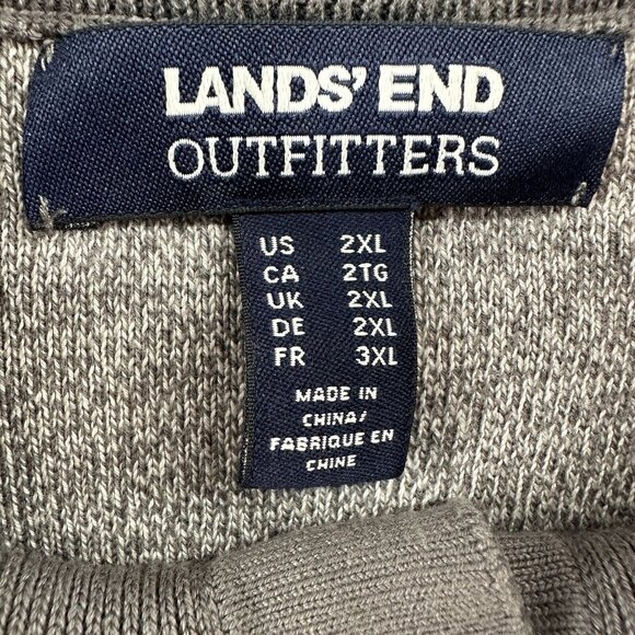 Lands End Mens Shirt 2XL Heather Gray‎ Henley Knit Long Sleeve Pullover - Picture 6 of 13